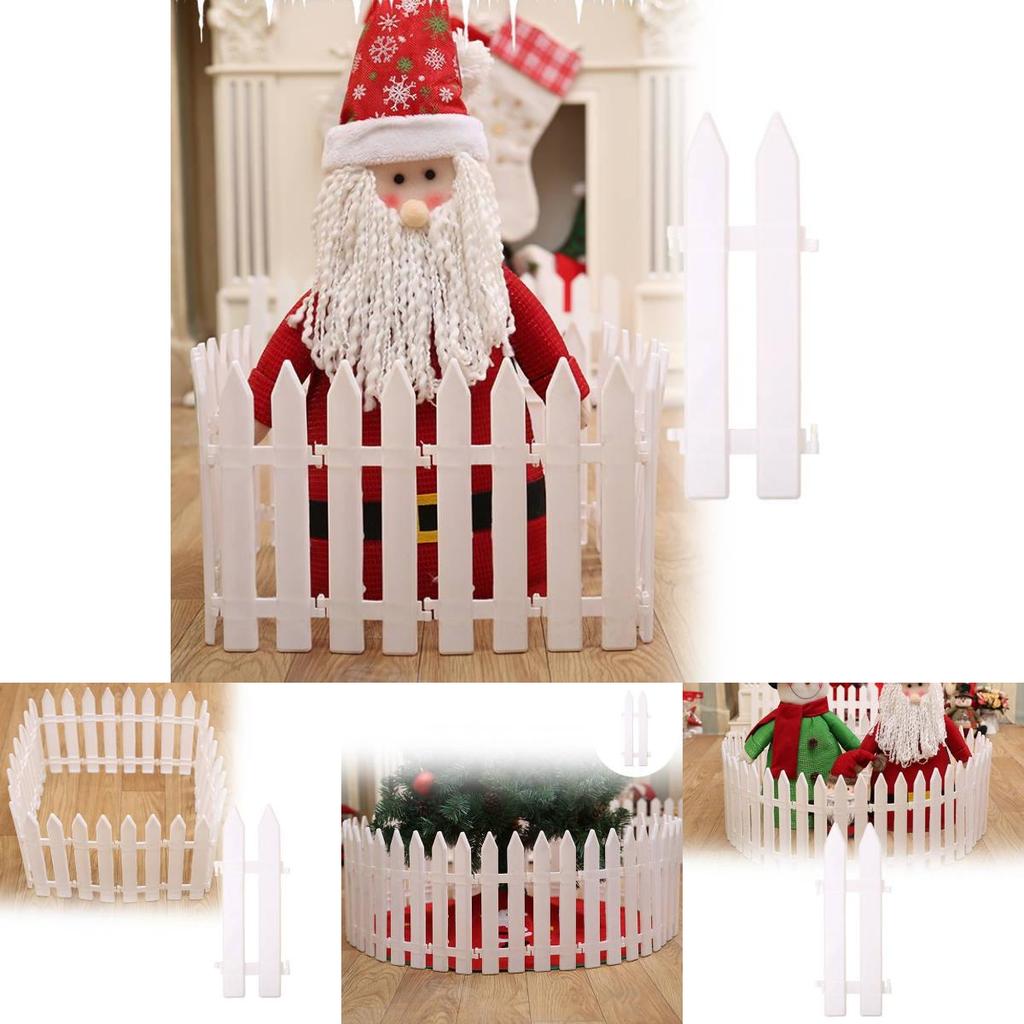 Durable White Plastic Fence For Christmas Tree Decoration And Garden Holiday Display