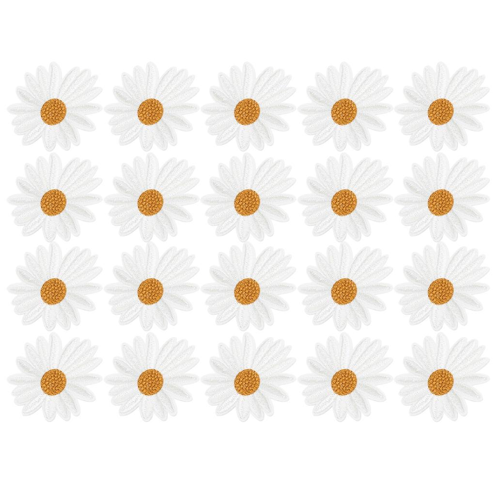 20pcs Daisy Flower Patch Decorative Clothing Sticker DIY Appliques IronOn Garment Accessory