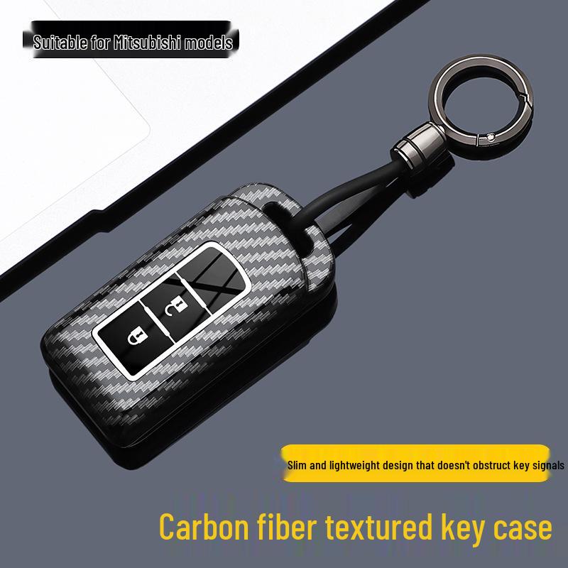 Mitsubishi Key Cover: Carbon Fiber Textured Full Coverage for Outlander, ASX, Escape, Lancer