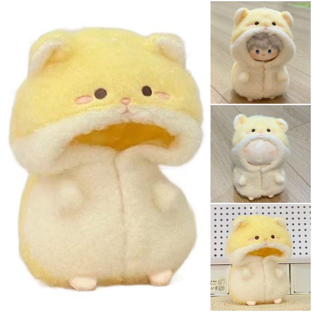 Cute 10cm Clothes Cartoon Hamster Yellow Jumpsuits Set Playing House Hairy Miniature Pajamas Gift