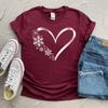 Snowflake Tshirt Christmas Snow Flake Heart Graphic Tee Cozy Winter Shirt Christmas Holiday Matching Family Shirts Xmas Gift