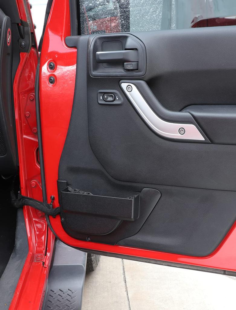 Savadicar DP4 Front Door Storage Pockets Cup Side Insert Box Organizers for Jeep Wrangler JK JKU Interior Expansion Patented 2 Pieces (No Holders),