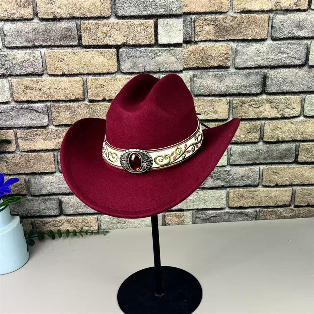 European and American Style Big-brimmed Cowboy Hat, Men's and Women's Retro Ethnic Style Belt Top Hat, Jazz Hat, Sunshade and Sunscreen Hat.
