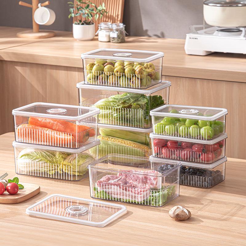 2023 Transparent Plastic Kitchen Organizer: Chronograph Refrigerator Storage Box for Vegetables & Fruits - Fresh-Keeping & Sealed Design