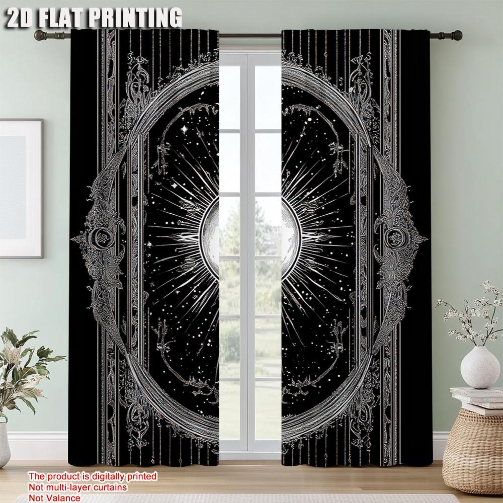 2Pcs Sun Constellation Darkening Curtain Gothic Boho Blackout Curtains For Living Room Bedroom Home Decor