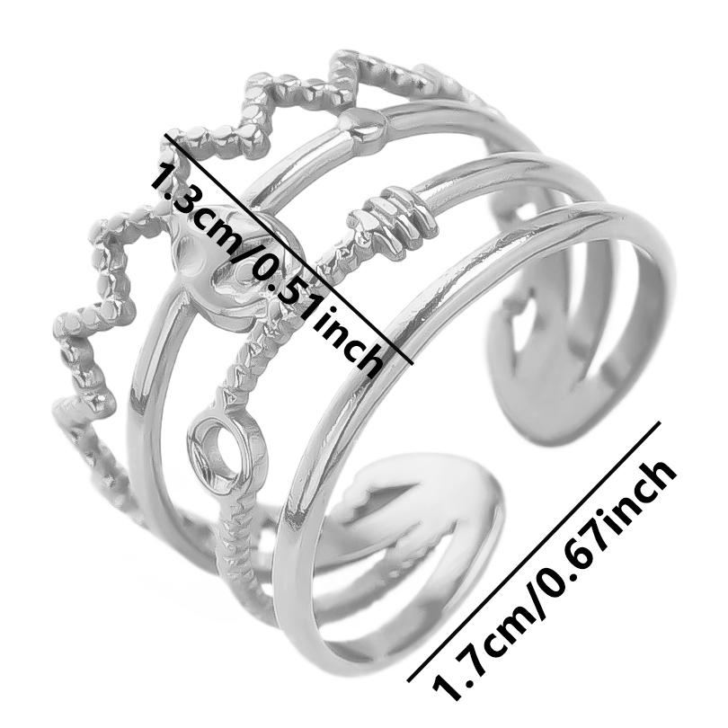 1/5pcs Silver Color Snake Beads Round Heart Stainless Steel Rings For Women Men Accessories Vintage Jewelry Finger Ring Anillos