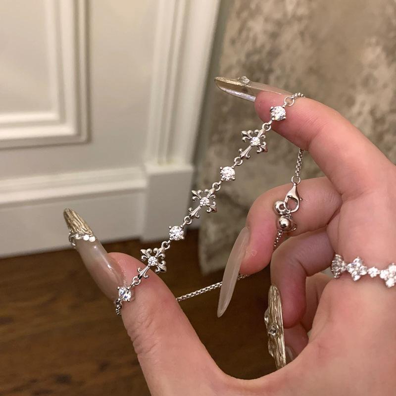 Zircon cross bracelet niche temperament light luxury high sense, bracelet versatile fashion exquisite jewelry women