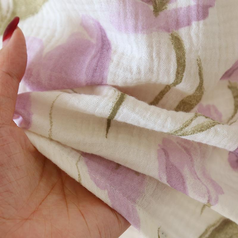 Conjunto de Pijama Feminino Novo de Verão 2026 100% Algodão Crepe Camiseta+Shorts Conjunto de Duas Peças Solto para Casa Roupa de Dormir Feminina