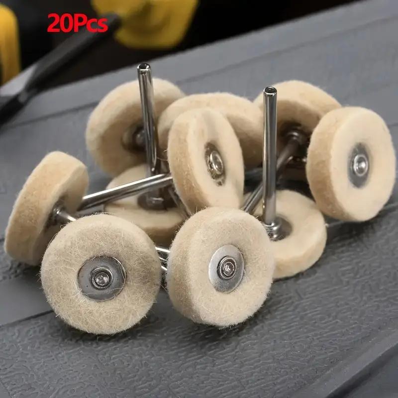 5/10/20 Pcs Metal Grinding Polishing Polishing Wheel Brush Kit, 25mm Rotary Brush and 25mm Round Felt for Rotating Tools