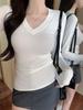 Women's 2025 Autumn/Winter V-Neck Long-Sleeve Sweet & Spicy European Style Fitted Base Layer Top