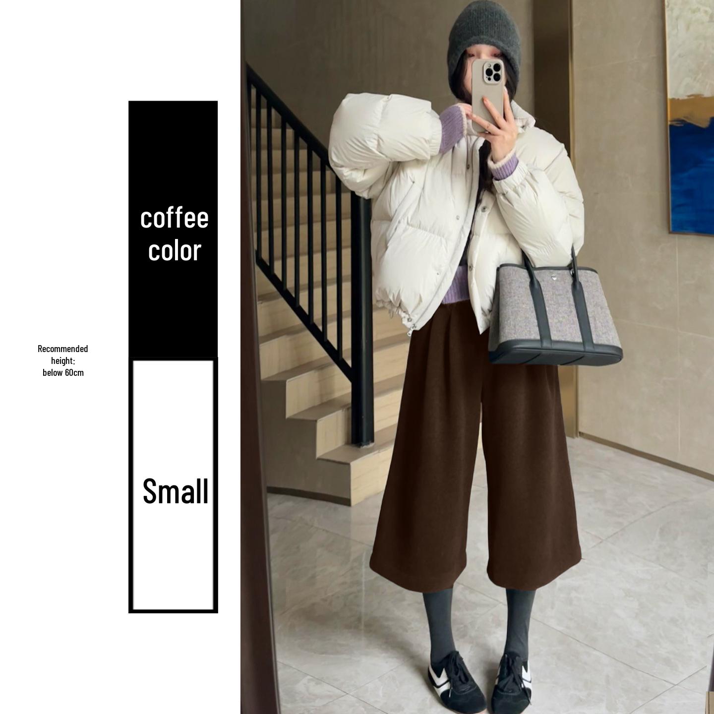 

Women s Black Wide-Leg Wool-Blend High-Waist Bootcut Pants for Autumn/Winter M