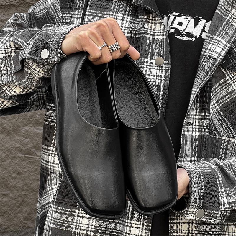 Moda 2025 Wiosna Brytyjski Styl Wsuwane Płaskie Buty Męskie Miękkie Oddychające Retro Buty do Jazdy Wszechstronne Casualowe Mokasyny do Codziennego Noszenia