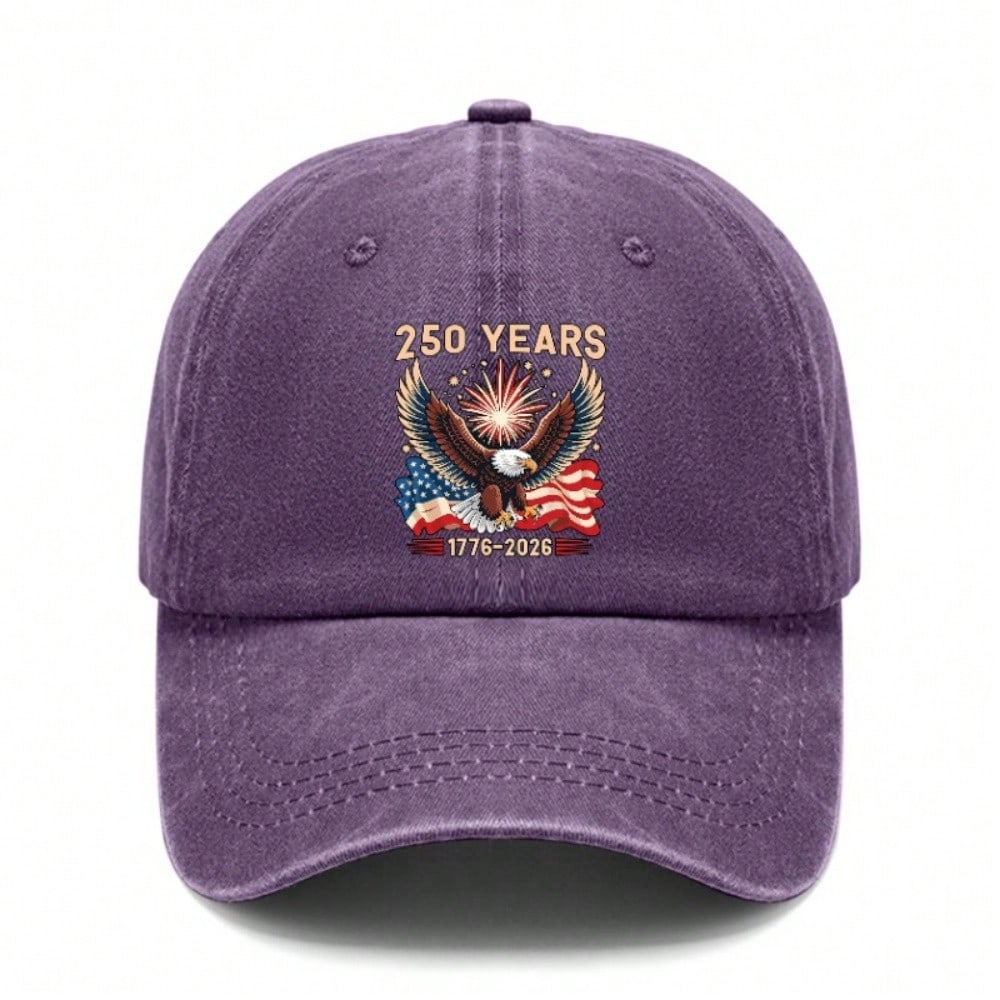 Patriotic Baseball Cap 2026 Unisex "250 YEARS" Eagle Flag Print Polyester Adjustable Sun Hat Breathable Lightweight Casual Outdoor Sports Patriotic