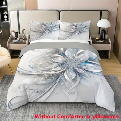 2/3-teiliges modernes Kunstdesign Digitaldruck Bettbezug-Set (1 Bettbezug + 1/2 Kissenbezug, ohne Füllung), Schöne blaue Blumen