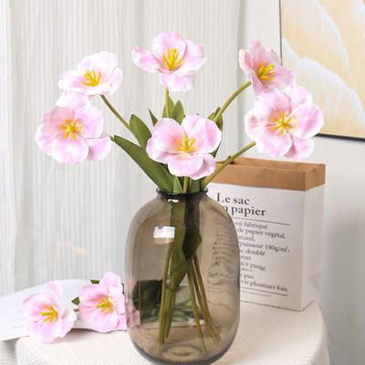 Yousheng Artificial Opening Tulip with Stem Realistic Fake Silk Flower Home Office Table Centerpiece Faux Flower Branch Floral Arrangement Decoration