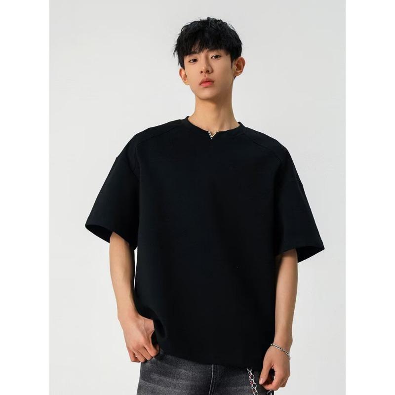 Men V Notch Raglan Sleeve Oversized Short Sleeve T Shirt Casual Loose Breathable Streetwear Summer Top