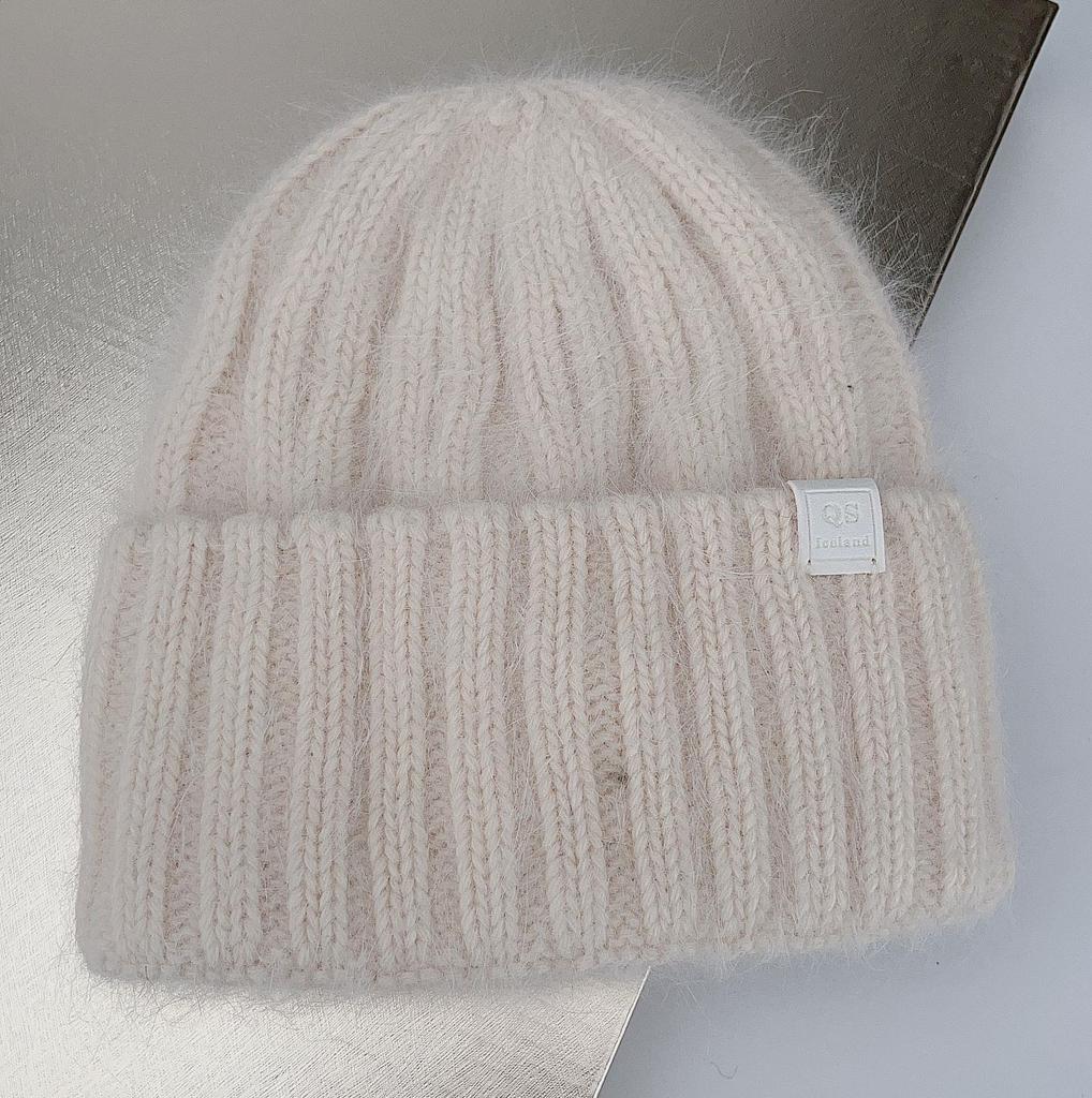 Women'S Big Size Rabbit Fur Blended Beanie Winter Hat Soft Thick Ear Protection Windproof Baggy Knit Cap For Outdoor