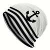 A Unisex Nautical Style Knitted Hat - Featuring a Classic Black And White Anchor Stripe Pattern, Made from Durable Knitted Fabric, Providing a Comfort