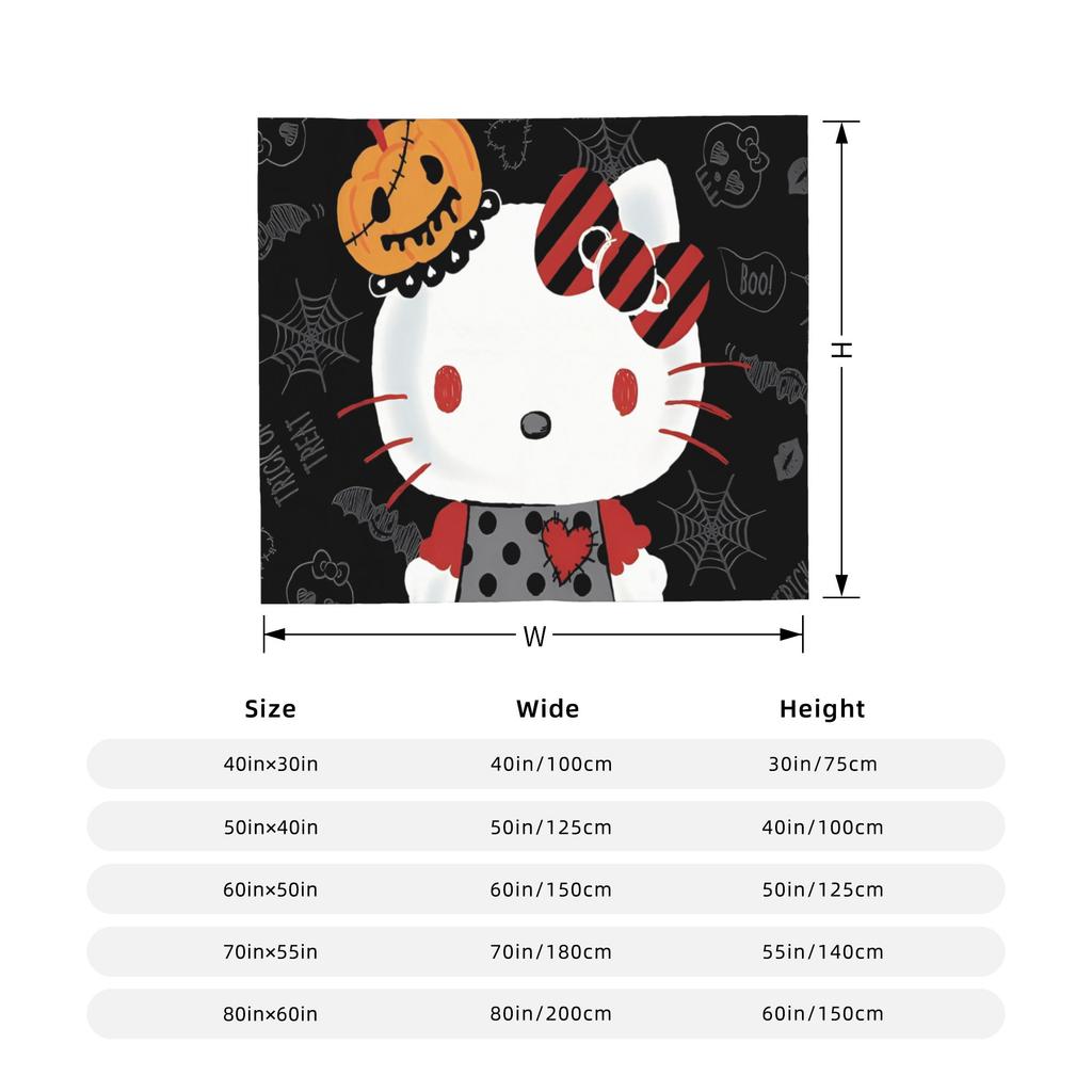 Hello Kitty Halloween Blanket Fleece Spring Autumn Pumpkins  Multifunction Warm Throw Blanket for Sofa Office Bedspreads