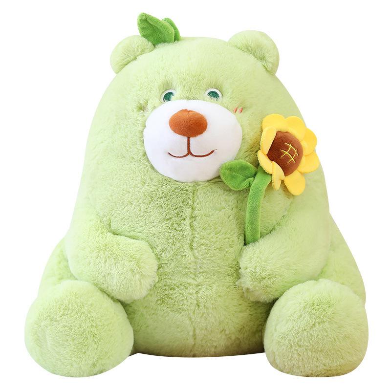 

Flower Sitting Bear Doll Pp Cotton Huggable Stuffed Animal Toy Room Decoration 11cm/4.33in зелений