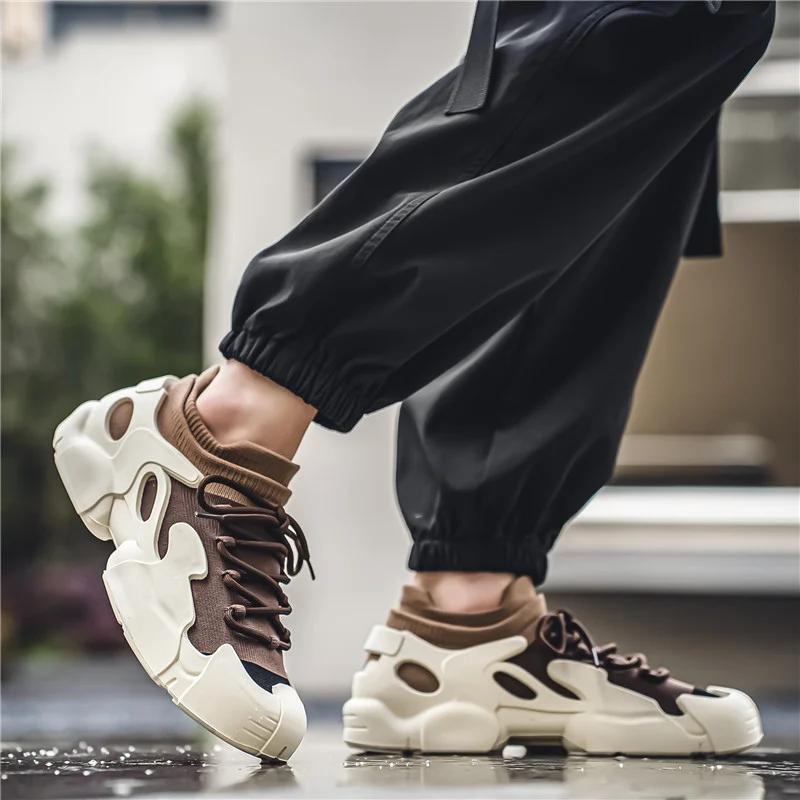 FashionFashion Knit Socks Sneakers Men Breathbale Socks Trainers Men Casual Flat Sneakers Lightweight Summer Sports Men's Slip-On Shoes