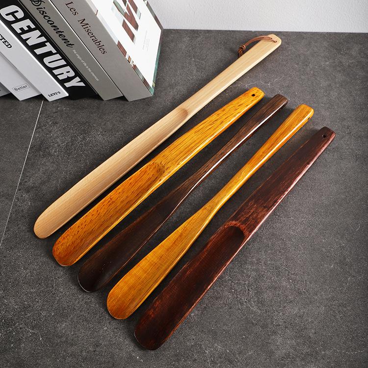 Long Handle Solid Wood Shoehorn – No Bend Shoe Lifter and Puller