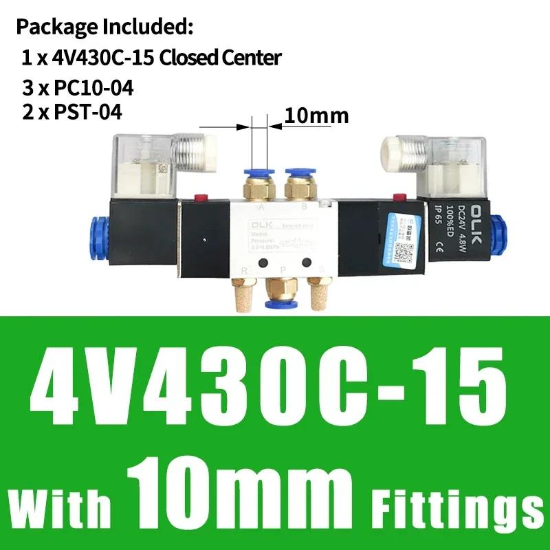 4V130C-06 4V230C-08 Solenoid Valve Control Valve Reversing valve 12v 24V 220v 36V Coil Two-position Five-way 4V330C-10 4V430C-15