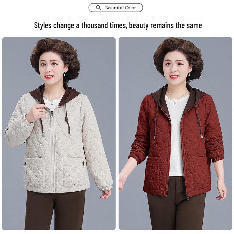 2026 Mom's Stylish Hooded Spring Jacket - Casual Plus Size for Middle-Aged & Elderly Women