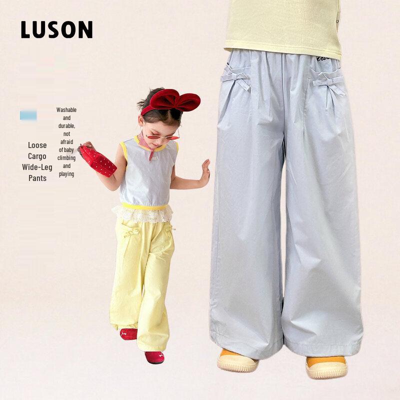 LUSON Girls  Summer Loose Wide-Leg Workwear Pants 100