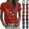 Damski casualowy top T-shirt z krótkim rękawem i okrągłym dekoltem z nadrukiem