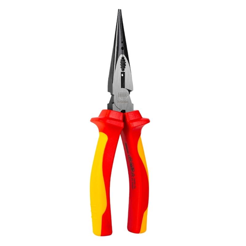 1000V Electrician's 200mm Insulated Long Needle Nose Plier, 1000V High Voltage, for Electric Vehicles, Jaws Hardness
