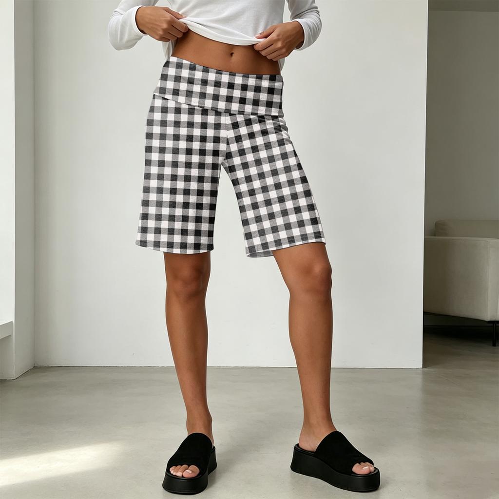 Damen High Waist Weite Beine Shorts Sommer Lässig Lockerer Schnitt Print Leichtes Bequemes Design für Urlaub