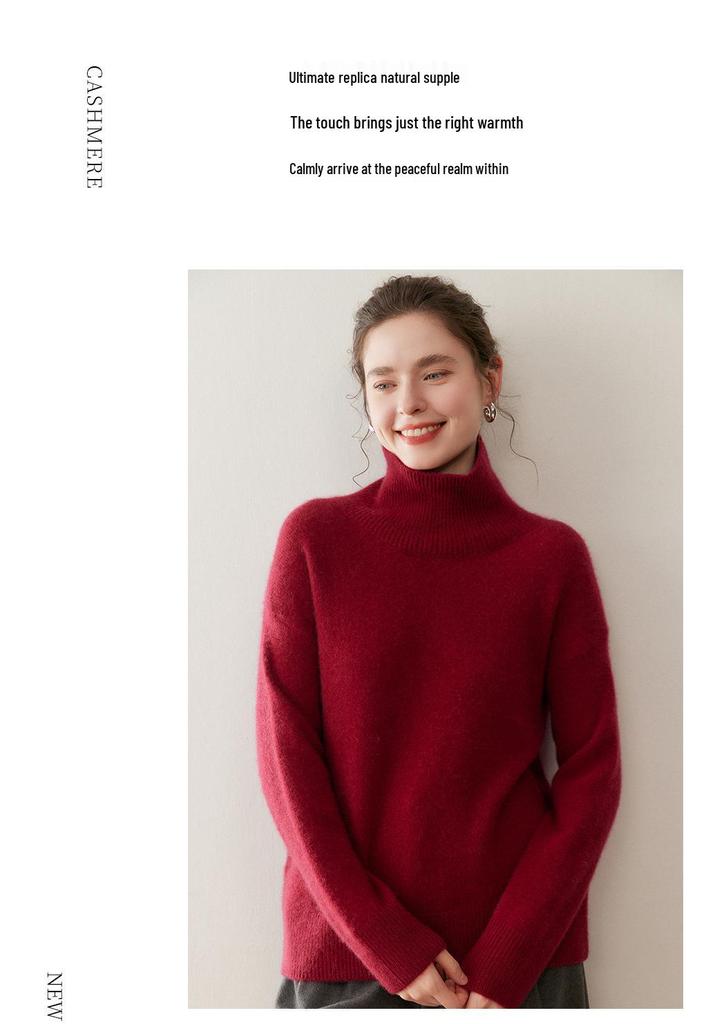 2025 Women's Thick Cashmere High Neck Loose Sweater: Winter Short Inner Layer