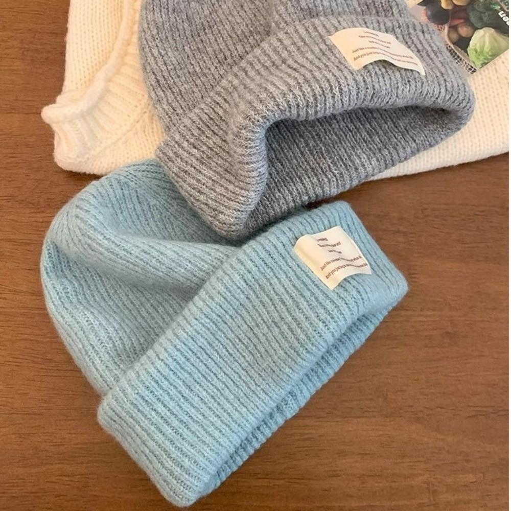 Windproof Beanie Cap Solid Color Crochet Bonnet Hat Fashion Winter Knitted Hat