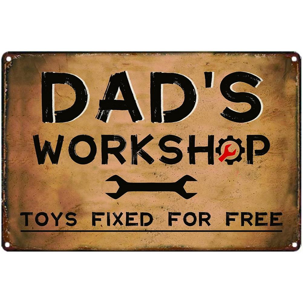 Dad's Garage Workshop Repair Shop 24 Hours Service Vintage Metal Tin Signs Retro Iron Picture Bar Cafe Garage Gym Pub Decor