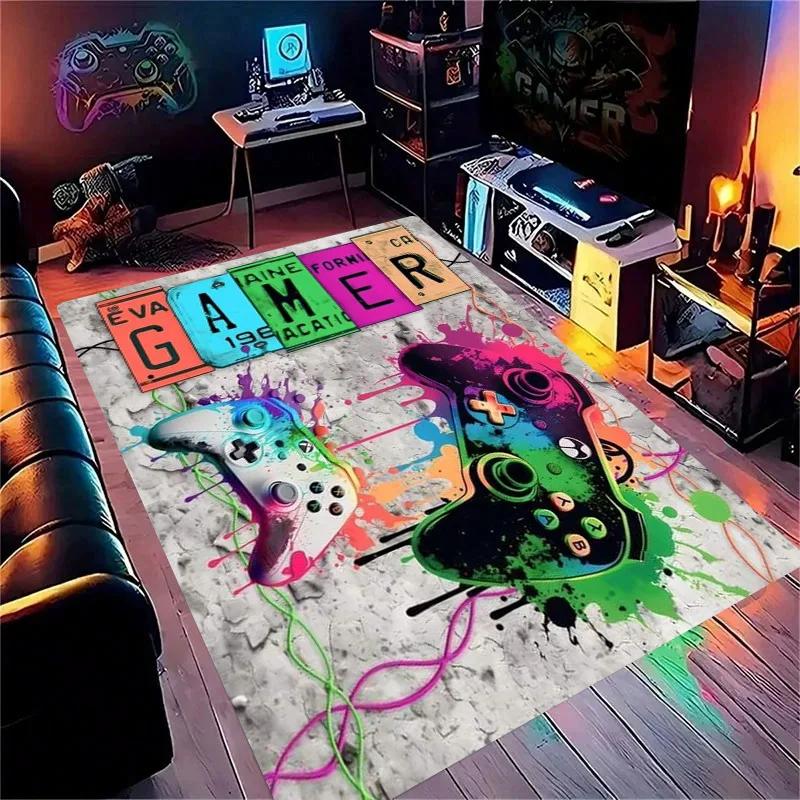 Gaming for Boys Room Gamer Casual Carpet with Controller Design Rug for Game Room Bedroom Decor Machine Washab Mat