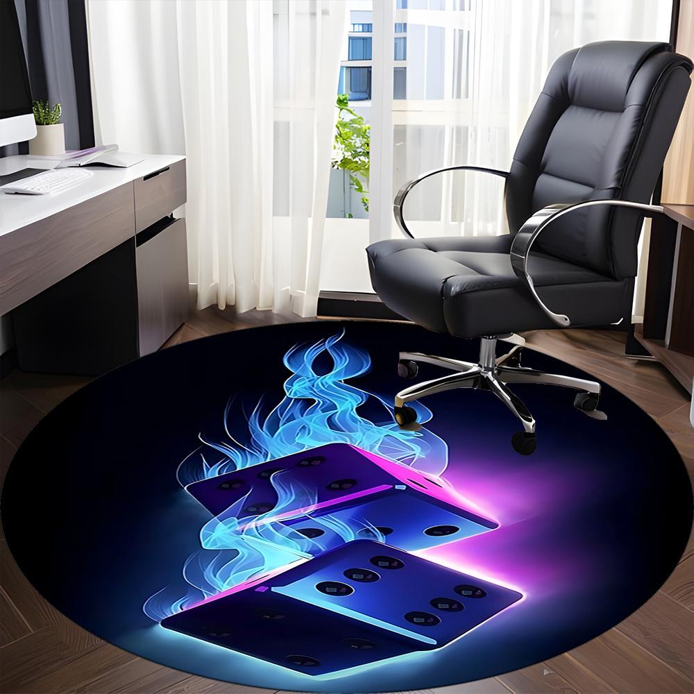 1 Stück Flammenwürfel Büro Runde Teppichfläche, Indoor-Matte Geeignet Für Büro, Unter Bürostühlen Schlafzimmer Wohnzimmer Heimdeko T163