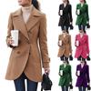 Dames Dubbelrijige Lange Wolle Overjas Losse Pasvorm voor Casual Dagelijkse Winterkleding