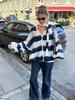 2025 Autumn/Winter Women's Thick Faux Mink Fur Sweater - Warm Striped Knitwear