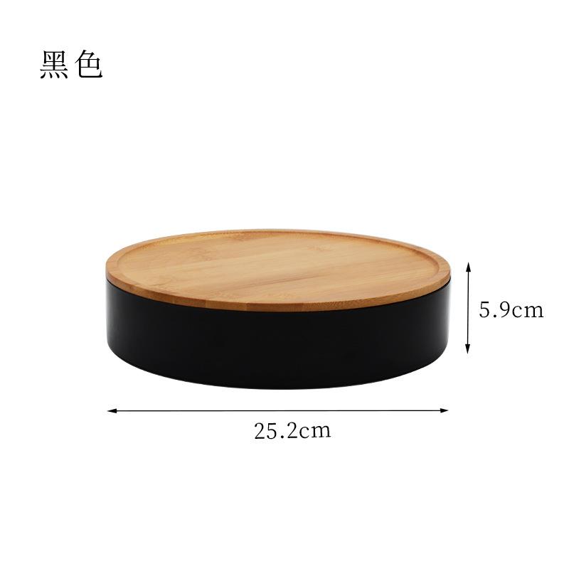 Moderne und schlichte Aufbewahrungsbox für Süßigkeiten mit Bambusabdeckung, Obstschale, Aufbewahrungsbox für Trockenfrüchte und Melonensamen