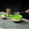 Matcha Tea Ceremony Japanese Tea Ceremony Tea Chashaku Matcha and Whisk 4-Piece Set, Utensils, Bowl, 100-Standing Chasen, (Tea Scoop), Powder, (Green)