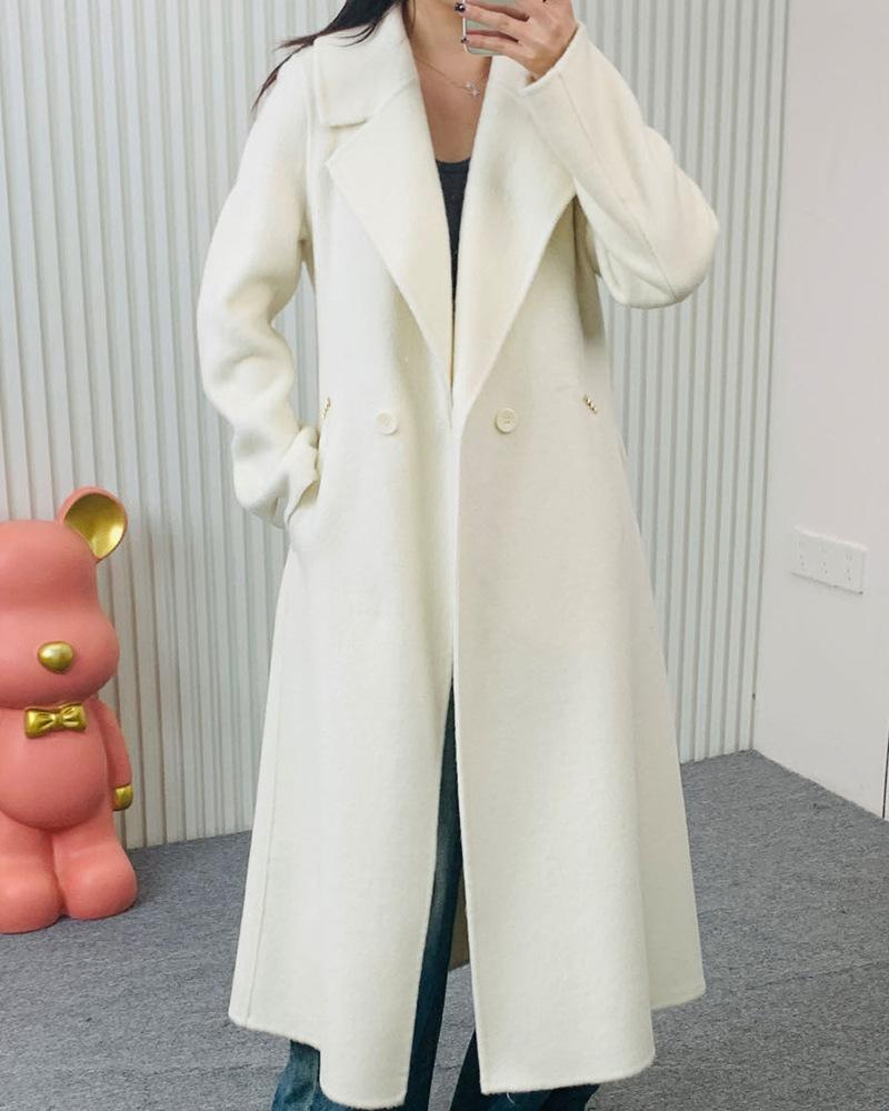 

Double-sided cashmere coat new slim-fitting and thin woolen coat coat women S білий