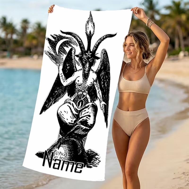 Customizable personalized beach towels Baphomet themed designs.Suitable for the beach, yoga, sports;ideal as beach accessories