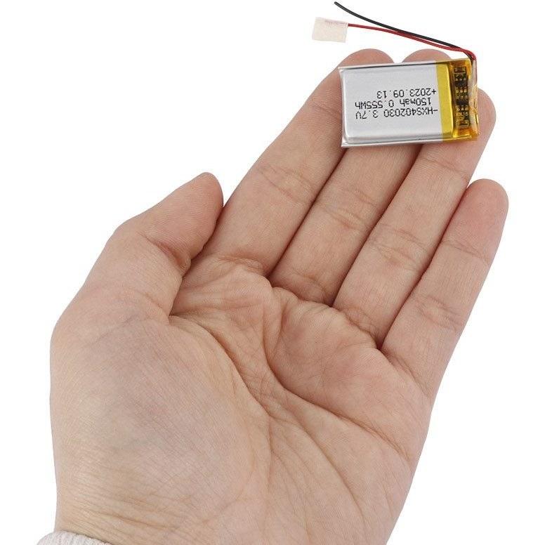 3.7V 150mAh Lithium Battery Model 402030 with Protection Circuit – Rechargeable – Compatible with Bluetooth Earphones and TWS Headphones