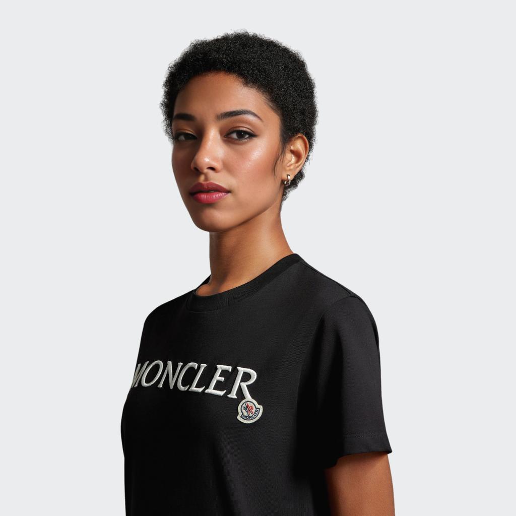 Moncler Logo Embroidered Crew Neck Pullover Short Sleeve T-Shirt SS23 Women T-Shirt Black I10938C00009829HP999