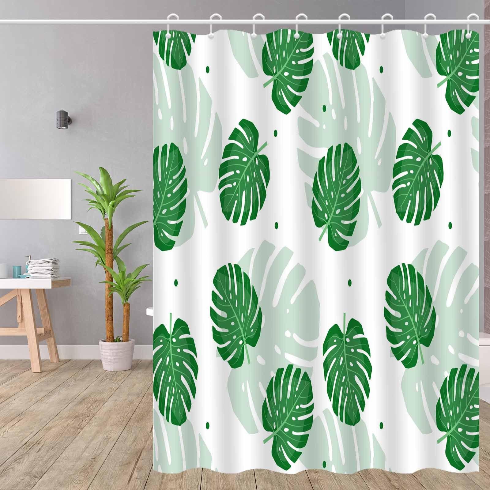 

1pc Nordic minimalist and fresh green plant leaf shower curtain, high-end elegant bathroom curtain, bathroom decoration pattern 90X180cm