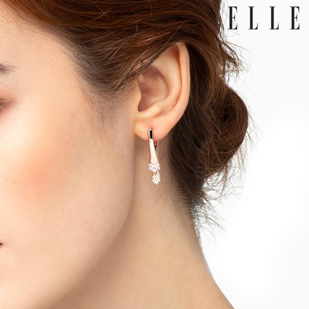 14K Cubic Tie One-Touch Earrings (Gold Pin) ELGPEE346