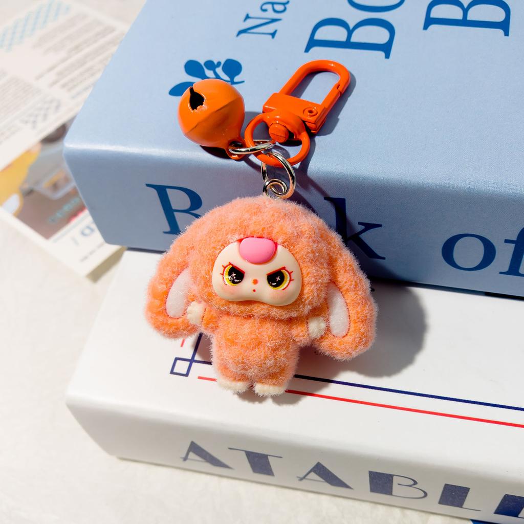 Klokkeformet Flokkering Store Ører Treåring Tegneserie Nøkkelring Tredimensjonal Figur Student Skolesekk Anheng LAbubu