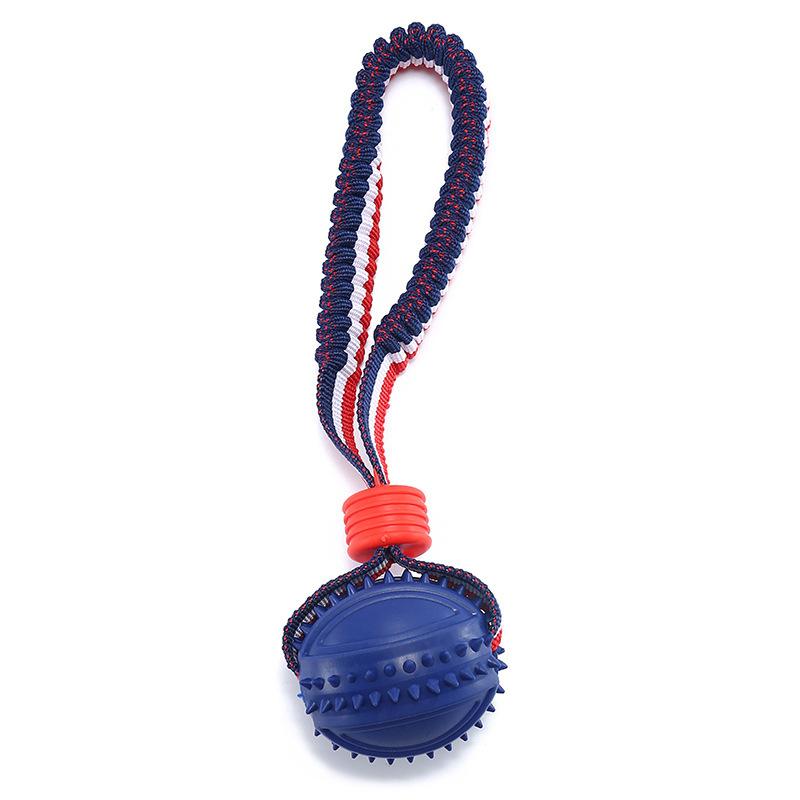 Durable Pet Rugby Ball with Elastic Rope for Bite Training and Teeth Grinding, Suitable for Dogs