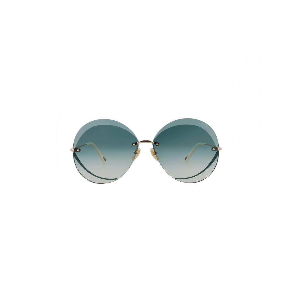 

Chlo Round Frame Metal Sunglasses Gold Gold Green One Size